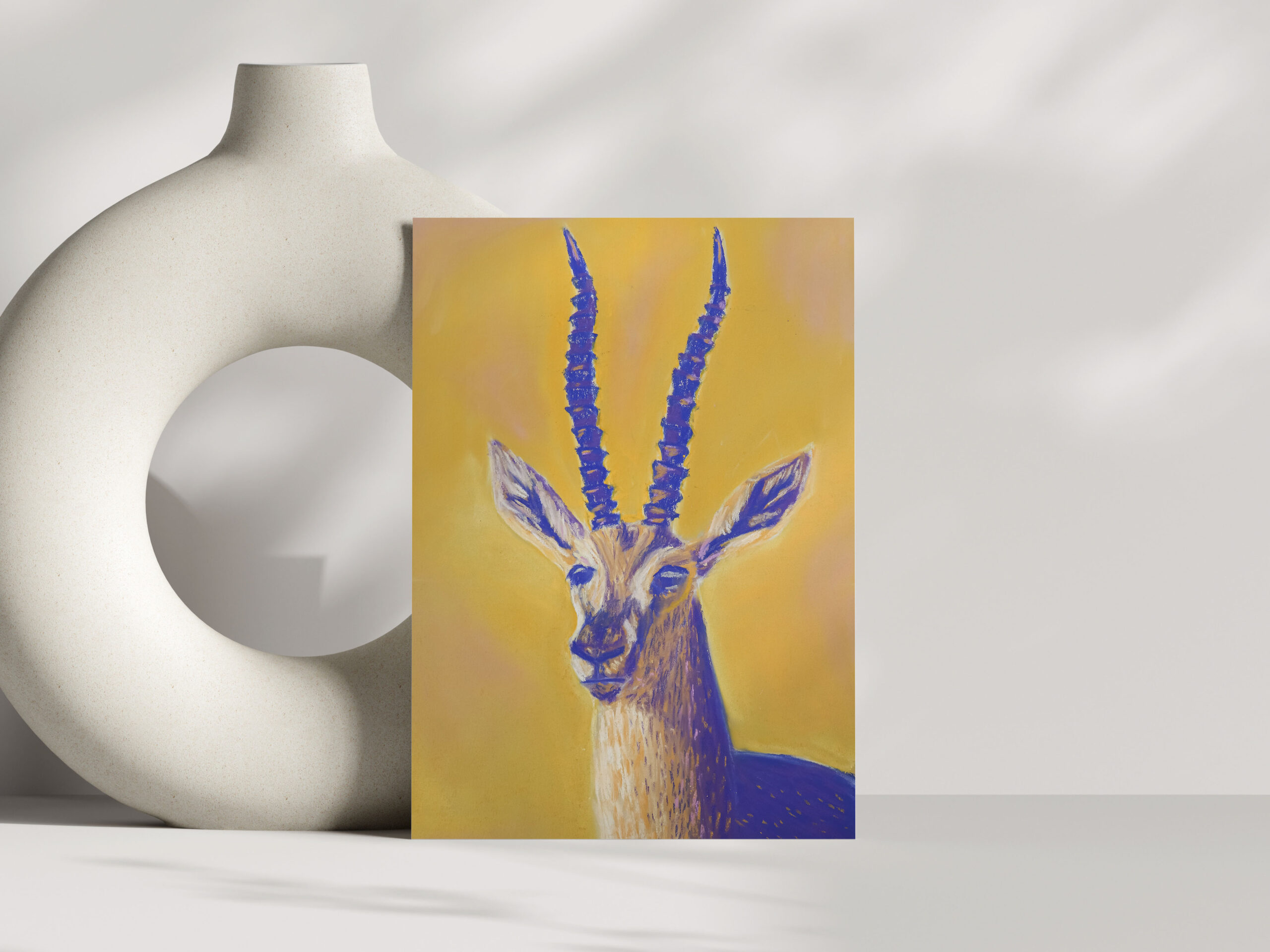 Handmade Greeting Card Set gazelles pop art
